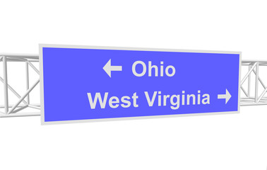 3dl illustration of a road sign with directions