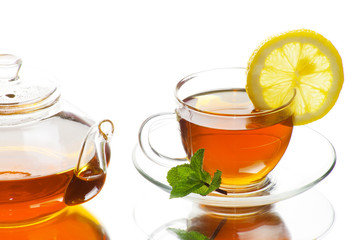 Glass cup of tea