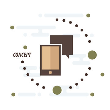 Smartphone and bubble talk concept brown