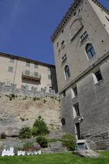 Ancient architecture of the independent Republic of San Marino in the summer
