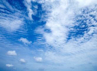 Fototapeta premium Blue sky background with tiny clouds