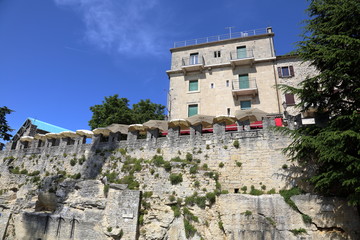 Obraz premium Ancient architecture of the independent Republic of San Marino in the summer 