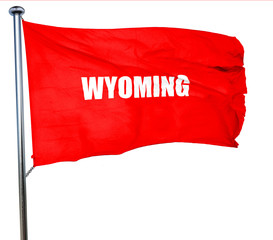  wyoming, 3D rendering, a red waving flag