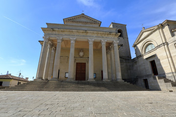 Obraz premium Ancient architecture of the independent Republic of San Marino in the summer 