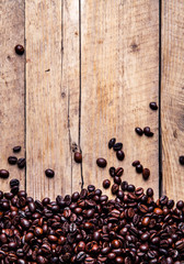 Coffee on grunge wooden background