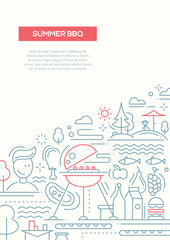 Summer barbecue and picnic line design poster