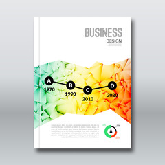 Colorful Business background triangle design. Cover Brochure Magazine flyer report geometric template info-graphic. Timeline, vector illustration