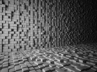 Abstract Gray Cube Blocks Wall Background. 3d Render Illustration.