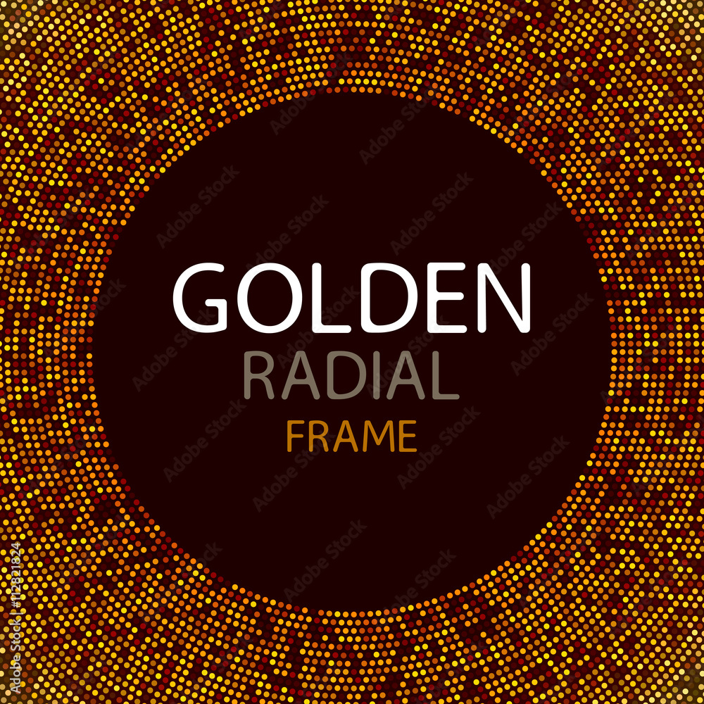 Poster vector gold disco lights frame or spangles round frame with empty center for text. gold circle made 