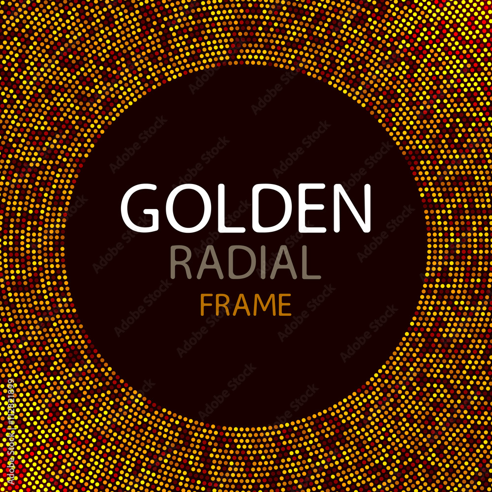 Poster vector gold disco lights frame or spangles round frame with empty center for text. gold circle made 