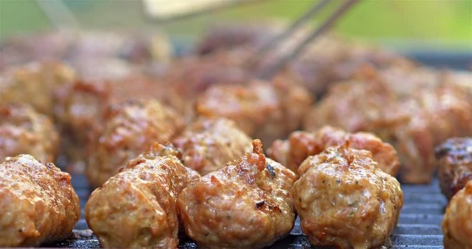 Preparing Traditional Romanian Barbecue With Pork Meat Rolls And Stakes