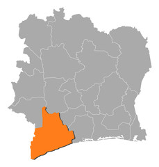 Map - Ivory Coast, Bas-Sassandra