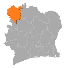Map - Ivory Coast, Denguélé