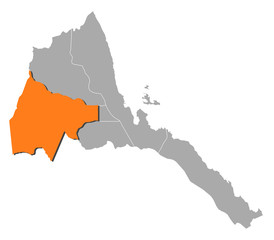 Map - Eritrea, Gash-Barka