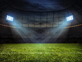 Foto op Plexiglas Voetbal Voetbal voetbalstadion met schijnwerpers