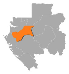 Map - Gabon, Moyen-Ogooué