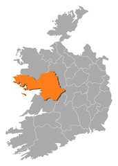 Fototapeta na wymiar Map - Ireland, Galway