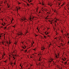 red roses vector seamless pattern 