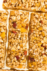 muesli bars with  dried fruit on isolated background