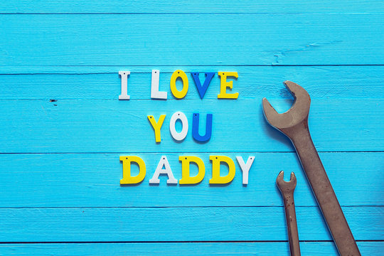 Fathers Day message with dad- wrench and son - wrench.