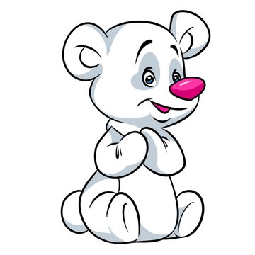 Little polar bear cartoon illustration isolated image animal character 