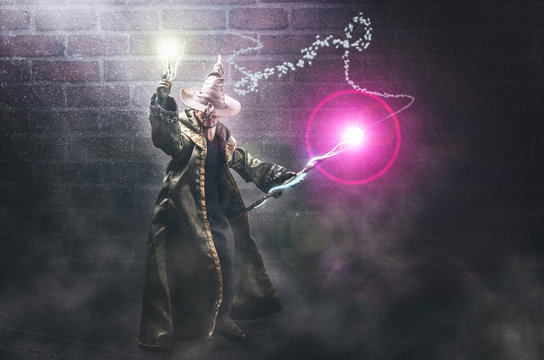 Wizard casting spells