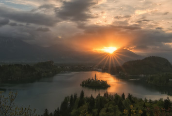 Sunrise over Lake Bled, Slovenia