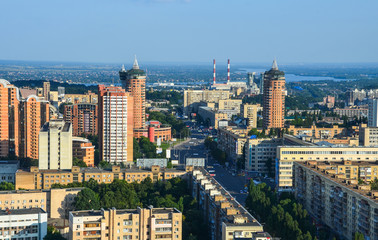 Fototapeta na wymiar Kiev city day view, panorama Kiev, Ukraine