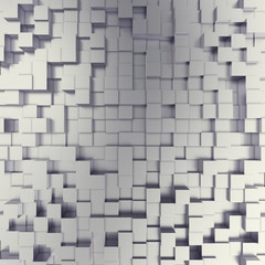 abstract white metallic cubes background. 3d illustration