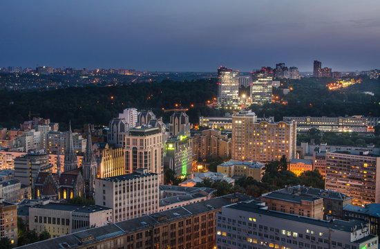 Night Kiev city view