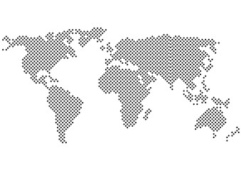 black and white vector color halftone world map silhouette