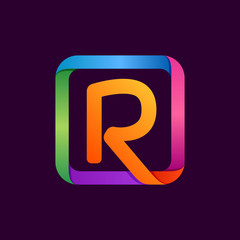 R letter colorful logo in square.