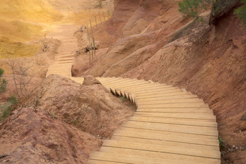 Stairway in Ochres Deposits in Roussillon Village, Luberon, Prov