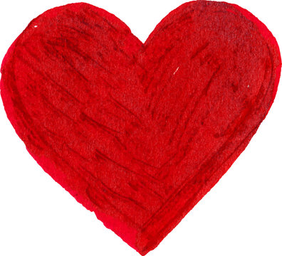 Red flat brush painted vector heart