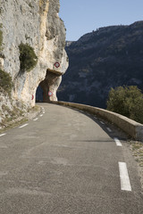 Open Road and Tunnel on Nesque Canyon Pass, Provence