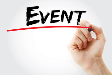 Hand writing Event with marker, business concept