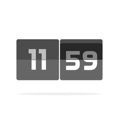 Timer counter vector icon isolated on white, countdown clock digits board panel