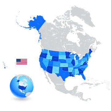 USA High Detail Blue Map Set