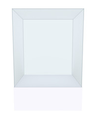 Glass cube on pedestal