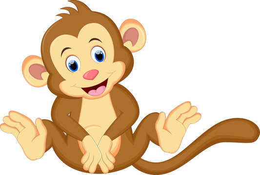 Cartoon cute monkey sitting