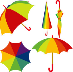 Umbrella, Set of colorful open and closed umbrella - 112831645