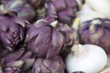 Artichoke and Onion Vegetable Background