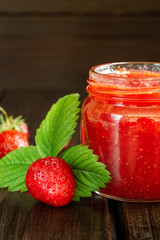 Jar of strawberry jam
