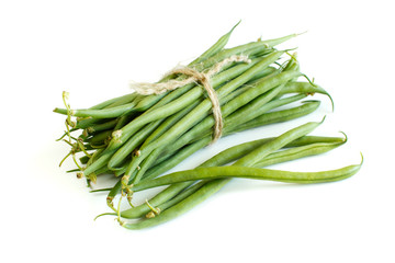 Green french beans isolated on white