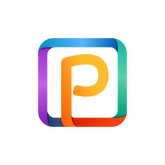 P letter logo in square.