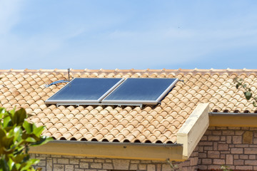 solar water heater on the roof,