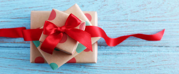 Presents on wood table