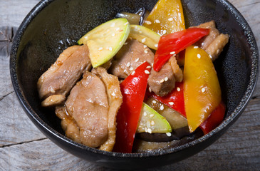 Asian salad with duck meat
