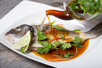 Grilled fish with soy sauce