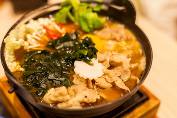 Chau sukiyaki japanese food; healthy fresh hot cooking